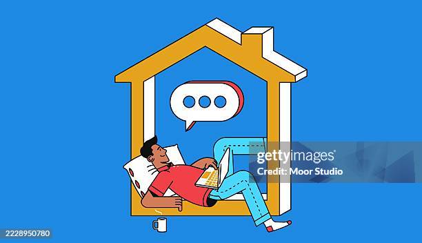 freelancer working from home vector illustration - workbench stock illustrations