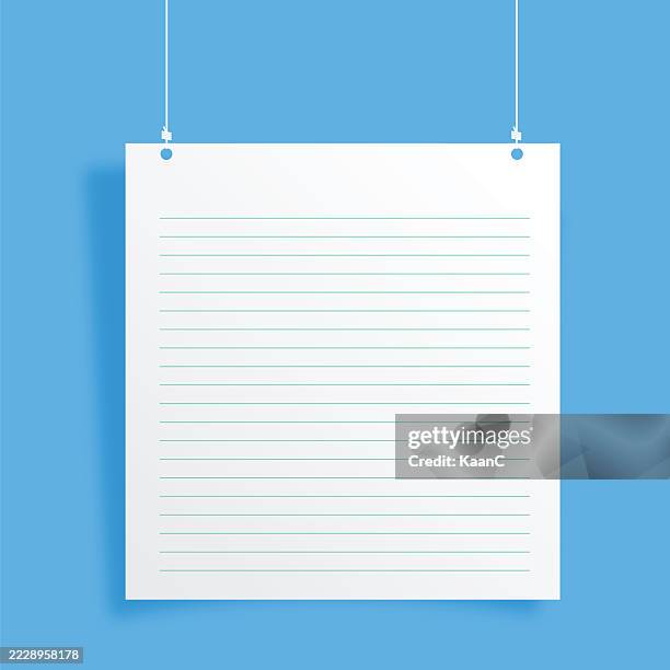 Hanging Lined Paper Background With Rope For Notes Or Education Design ...