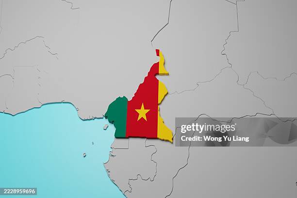 cameroon map with flag - cameroon flag stock pictures, royalty-free photos & images