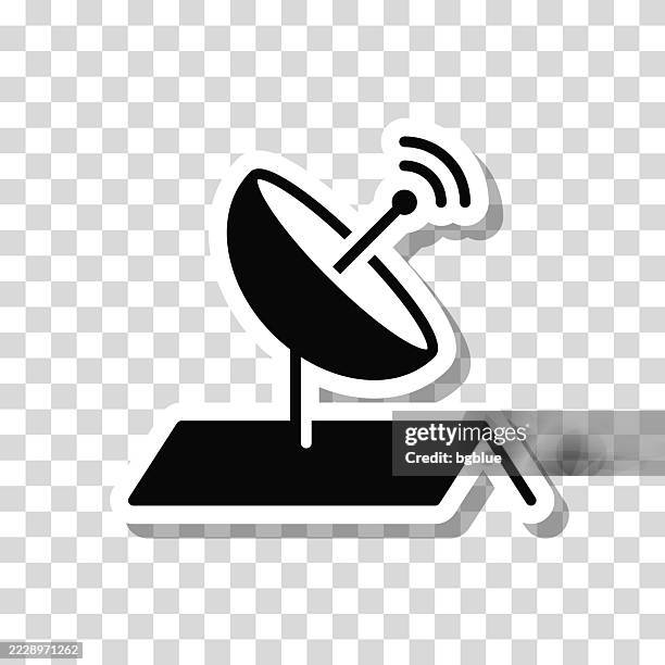 satellite dish on roof. icon sticker on blank background - flat roofing material stock illustrations