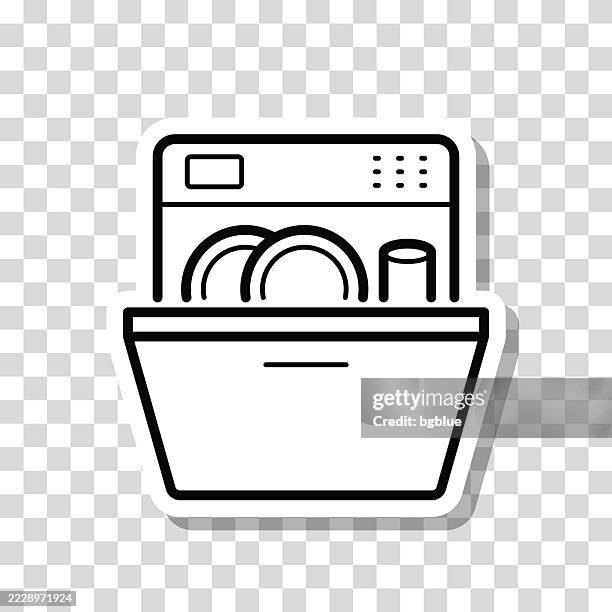 dishwasher. icon sticker on blank background - dish washing machine stock illustrations