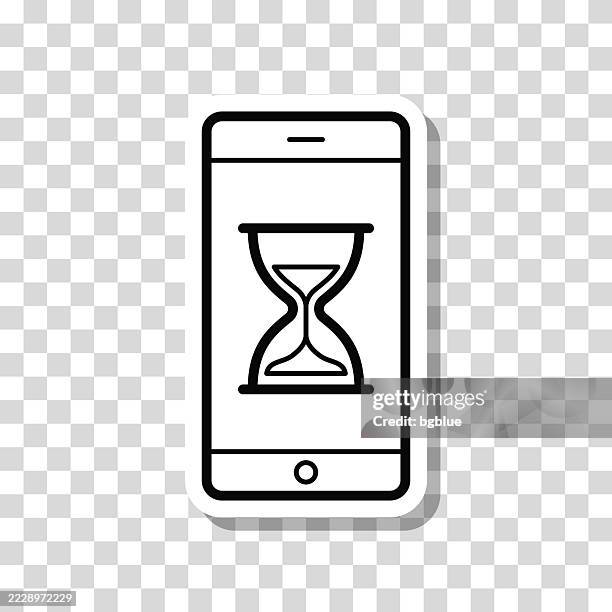smartphone with hourglass. icon sticker on blank background - egg timer isolated stock illustrations