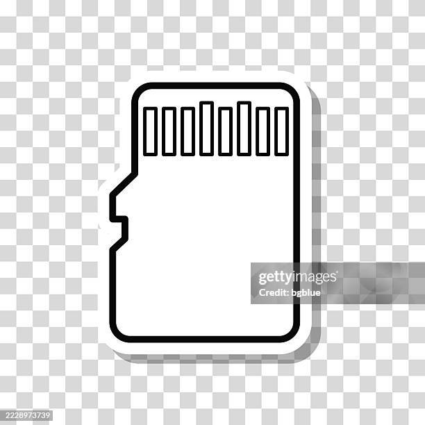 memory card - micros sd. icon sticker on blank background - computer chip close up stock illustrations