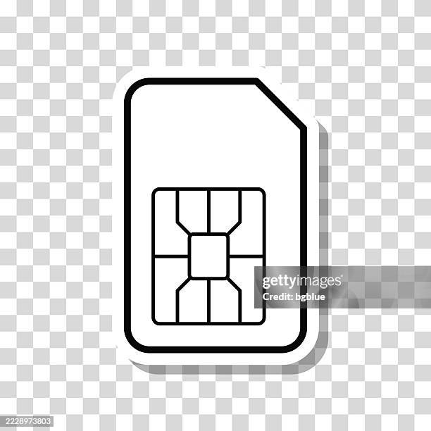 sim card. icon sticker on blank background - computer chip close up stock illustrations