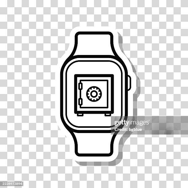 smartwatch with safe box. icon sticker on blank background - luxury watch stock illustrations