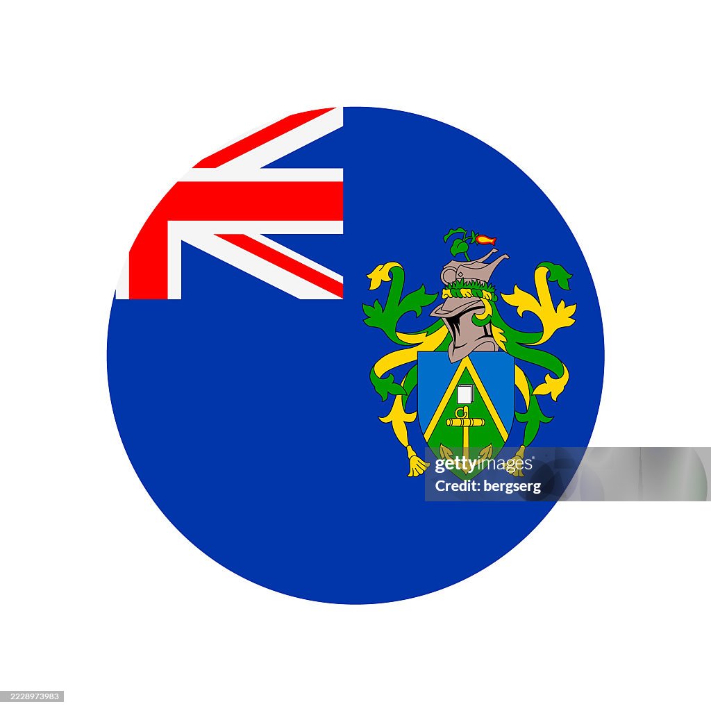 The Pitcairn Islands Flag. Round Flat Icon. Vector Illustration