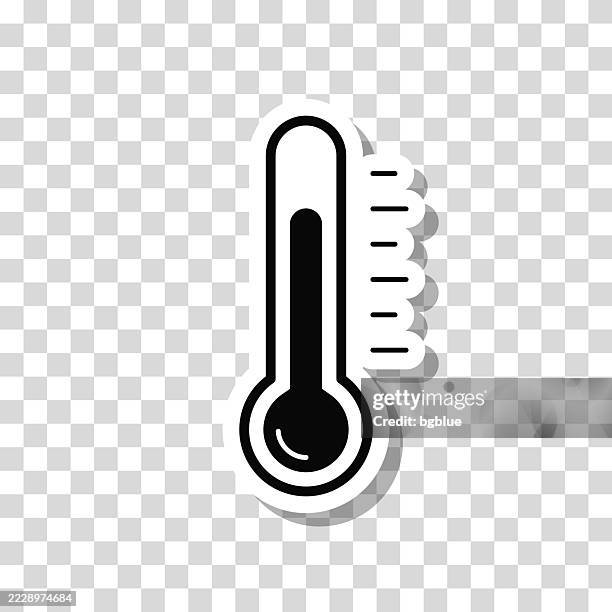 thermometer. icon sticker on blank background - checking thermostat stock illustrations