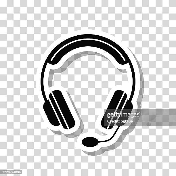 headset. icon sticker on blank background - dj console stock illustrations