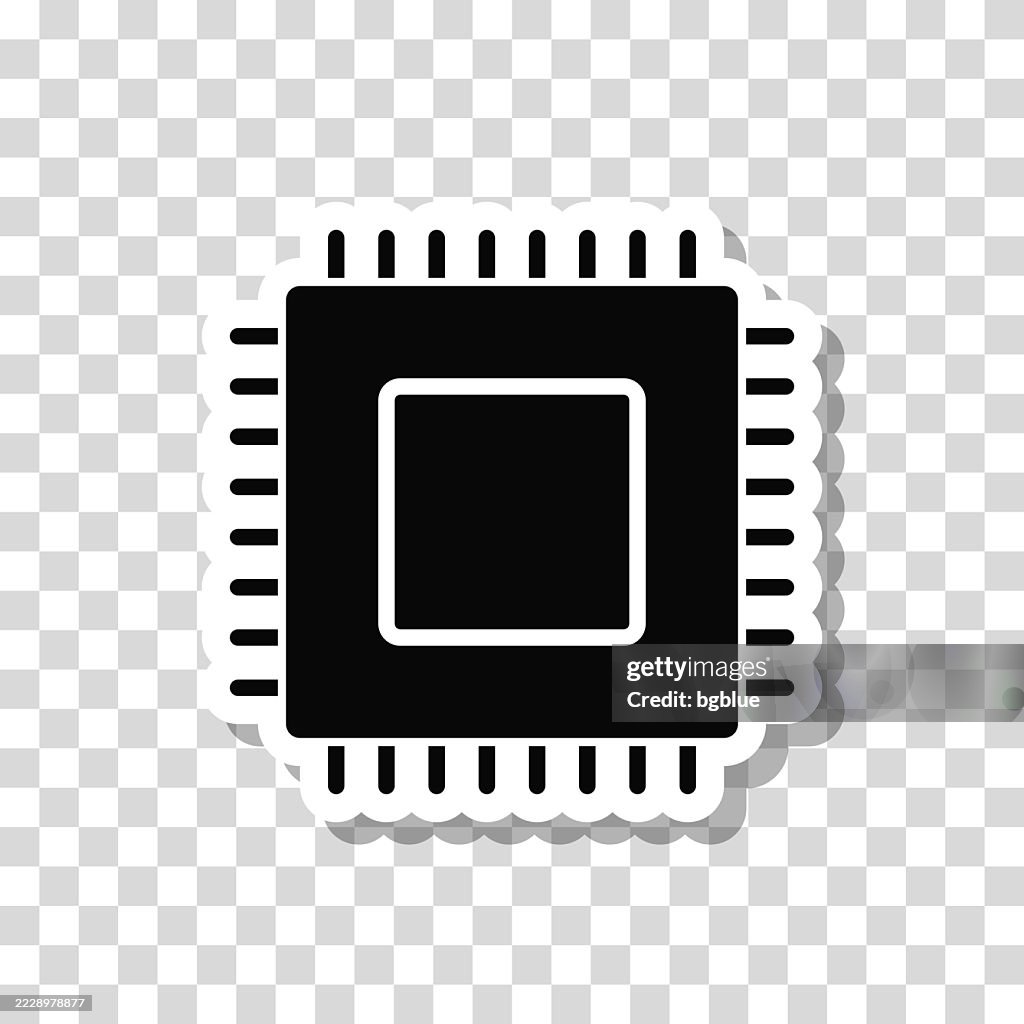 Microchip. Icon sticker on blank background