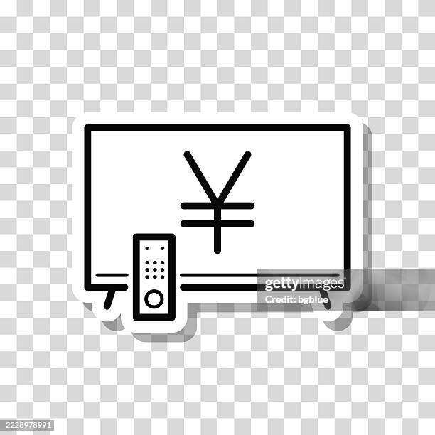 tv with yen sign. icon sticker on blank background - remote control isolated stock illustrations