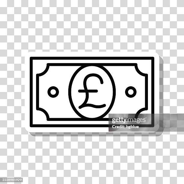 pound banknote. icon sticker on blank background - pound note stock illustrations