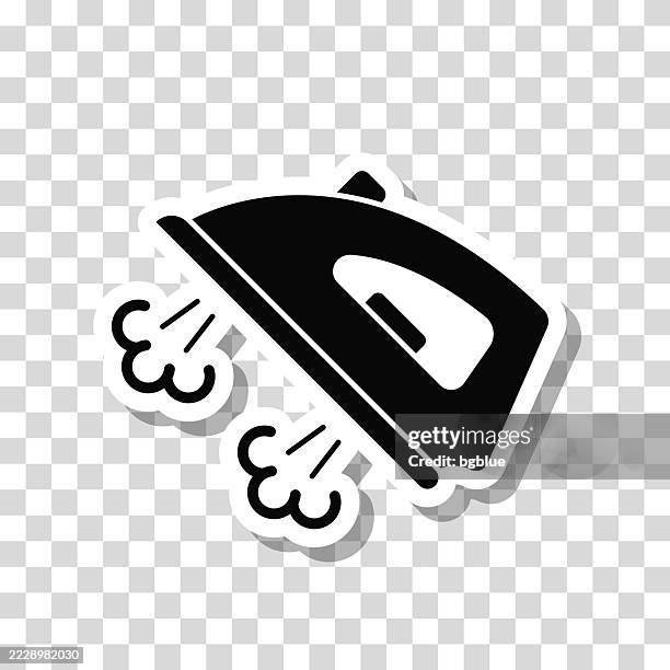 steam iron. icon sticker on blank background - ironing stock illustrations