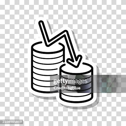 Money decrease. Icon sticker on blank background Money decrease. Icon sticker on blank background
