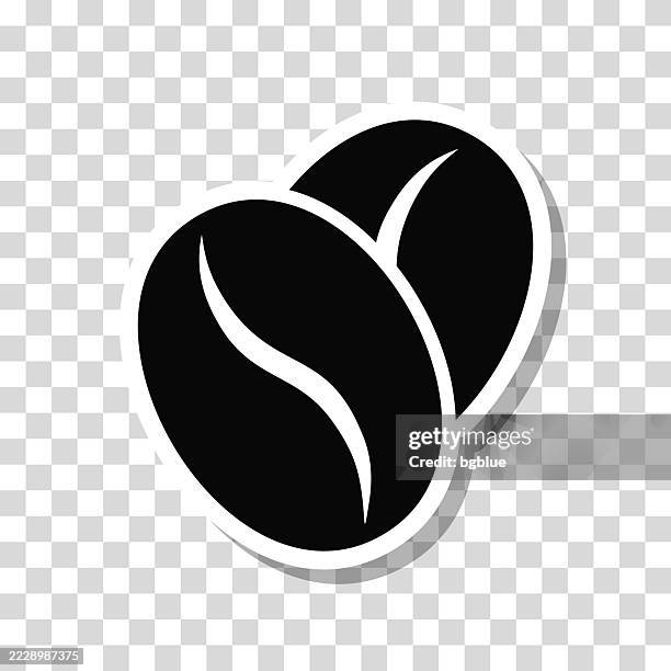 coffee beans. icon sticker on blank background - raw coffee bean stock illustrations