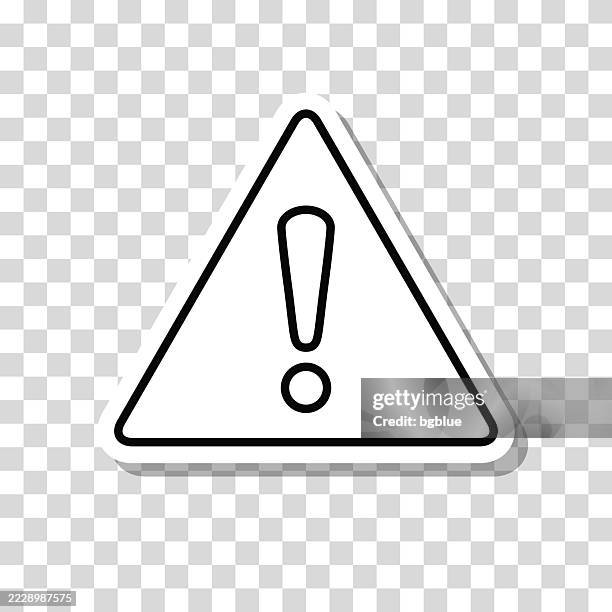 hazard warning attention. icon sticker on blank background - warning triangle vector stock illustrations