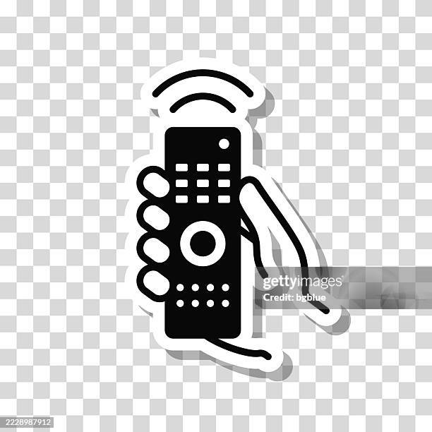 hand with remote control. icon sticker on blank background - remote controlled stock illustrations