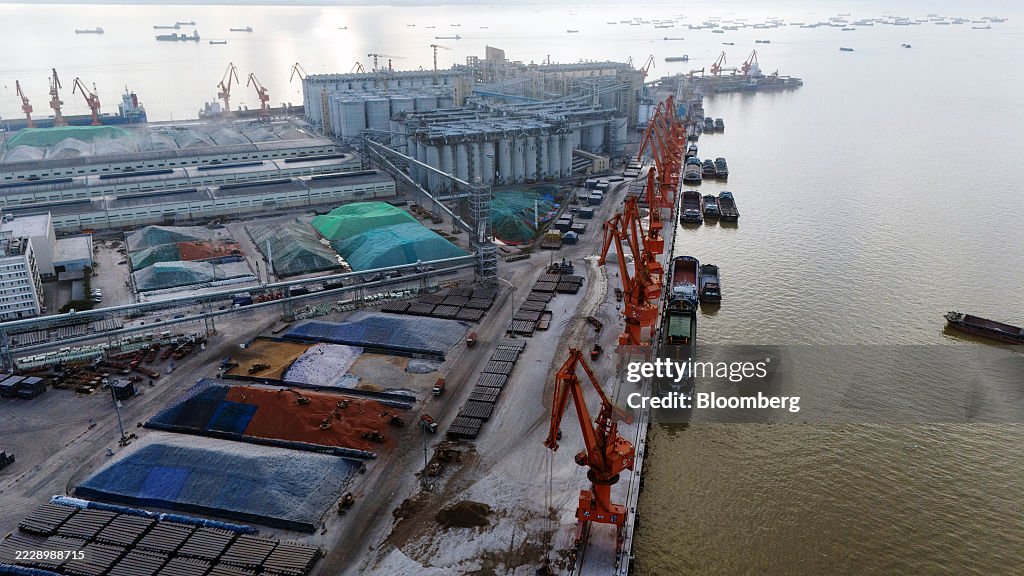 Grain Terminal Nansha Port in Guangzhou as Trump Extends China Truce for 90 Days, Averting Tariff Hike