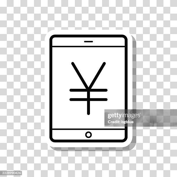 tablet pc with yen sign. icon sticker on blank background - using tablet isolated stock illustrations