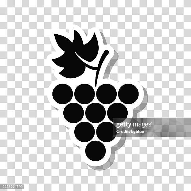 grape. icon sticker on blank background - grape leaf stock illustrations