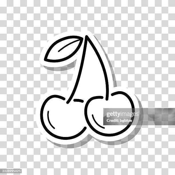 cherry. icon sticker on blank background - black cherry stock illustrations
