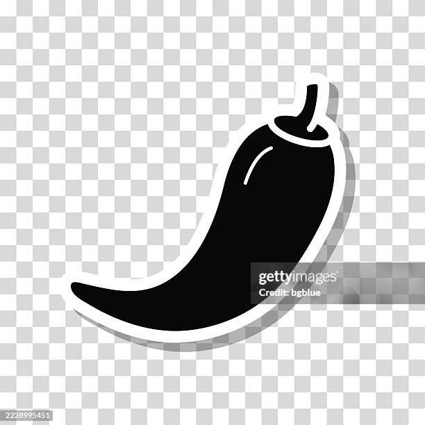 chilli pepper. icon sticker on blank background - serrano chili pepper stock illustrations