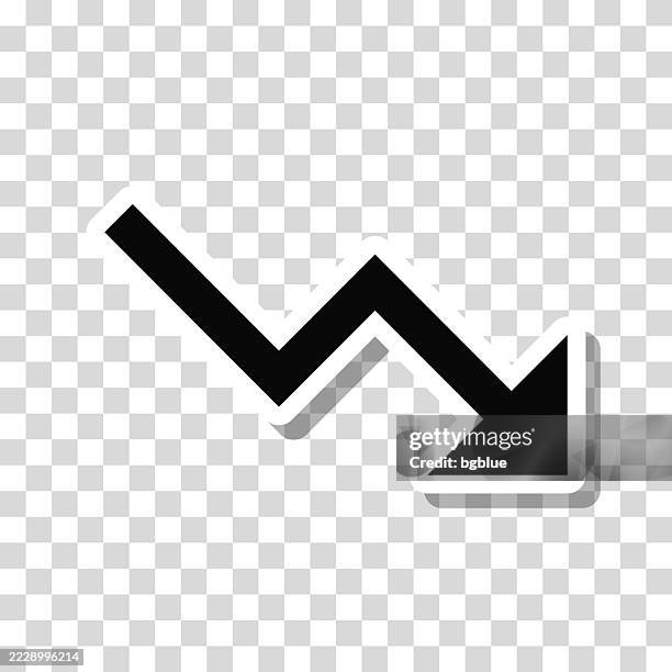 decreasing arrow. icon sticker on blank background - curved arrow transparent background stock illustrations