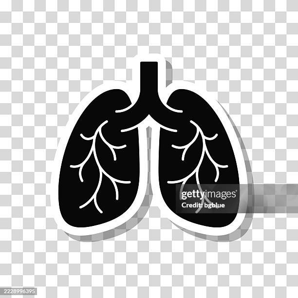 lungs. icon sticker on blank background - breathing techniques stock illustrations