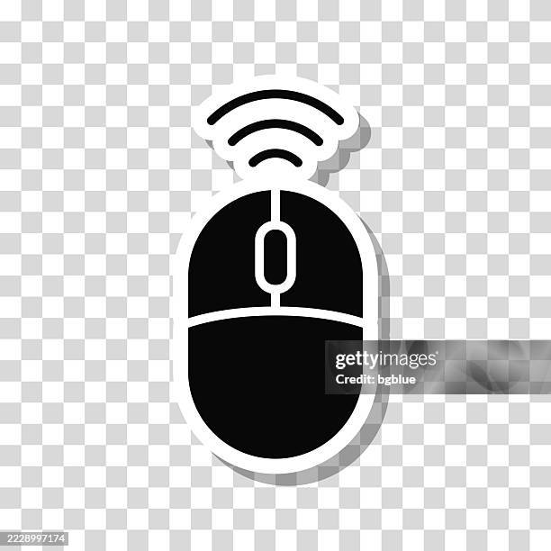 wireless computer mouse. icon sticker on blank background - scrolling computer stock illustrations
