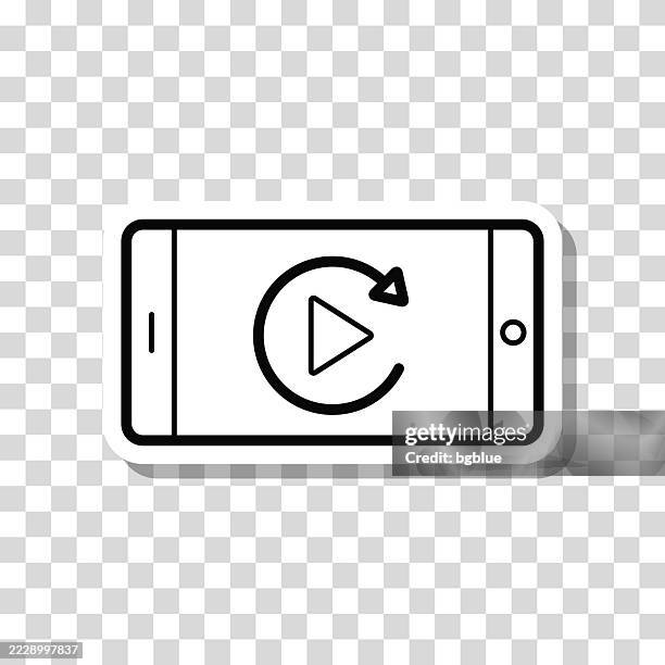replay on smartphone. icon sticker on blank background - play button transparent stock illustrations