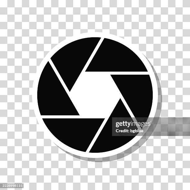 camera shutter. icon sticker on blank background - shutter stock illustrations
