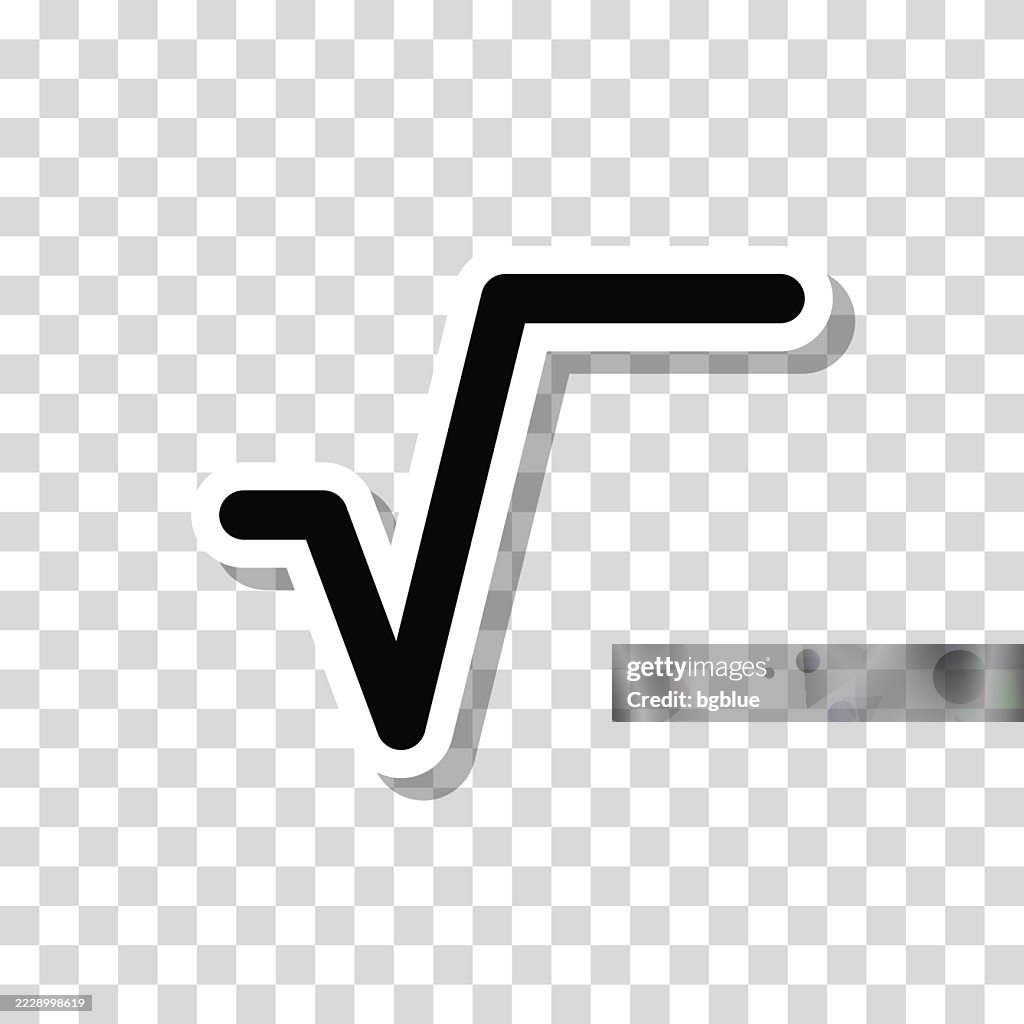 Square root. Icon sticker on blank background