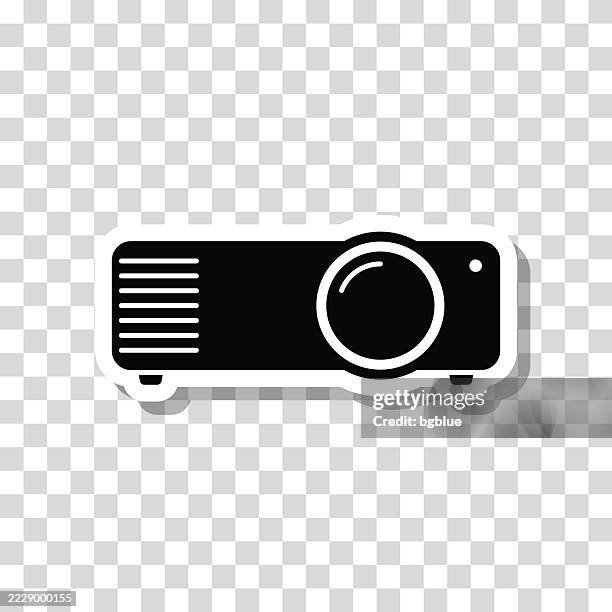projector. icon sticker on blank background - overhead projector stock illustrations
