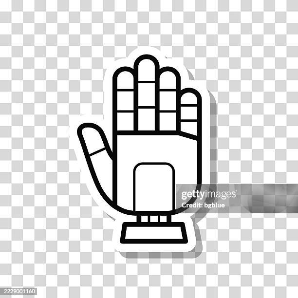 robot hand. icon sticker on blank background - robotic process automation stock illustrations