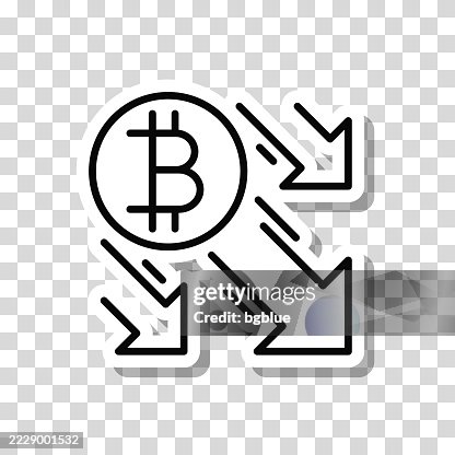 Bitcoin decrease. Icon sticker on blank background Bitcoin decrease. Icon sticker on blank background