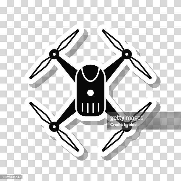 drone - quadcopter. icon sticker on blank background - camera sensor stock illustrations