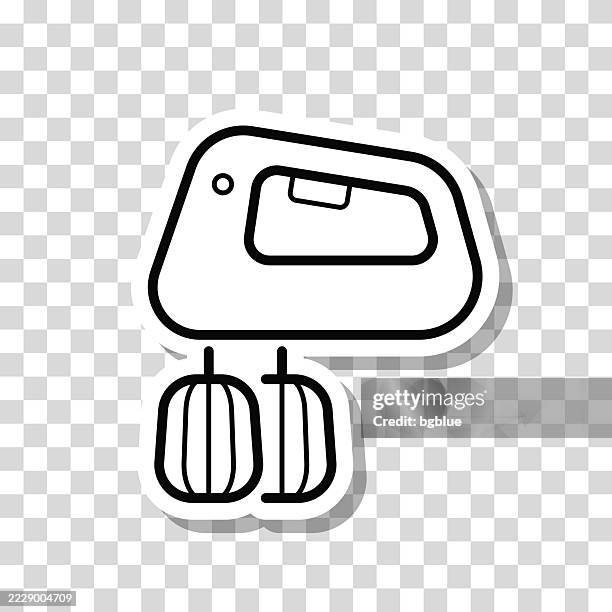 hand mixer. icon sticker on blank background - baking cake stock illustrations