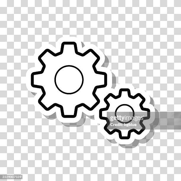 gears - settings. icon sticker on blank background - spinning wheel stock illustrations
