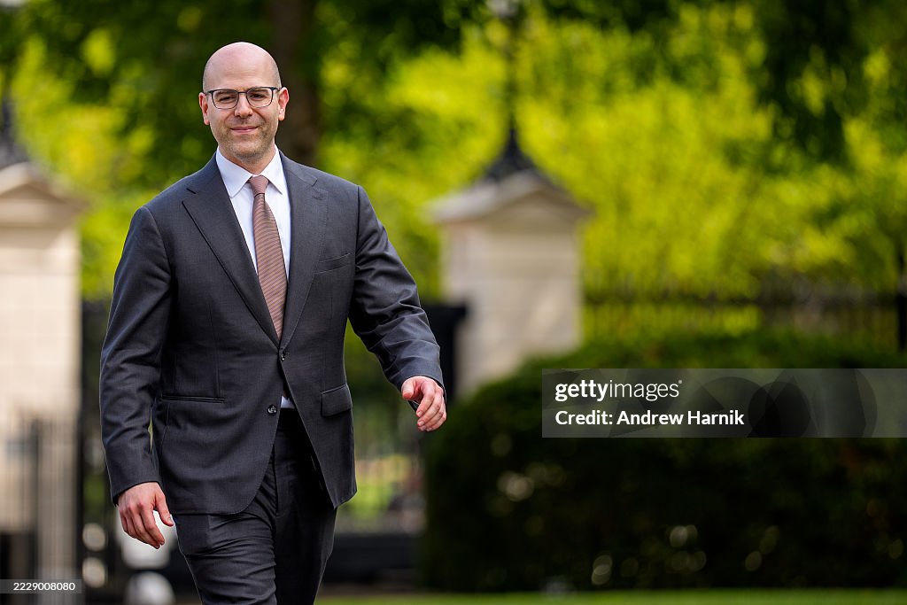 Chair Of The White House Council Of Economic Advisers Stephen Miran Talks During Television Interviews At The White House