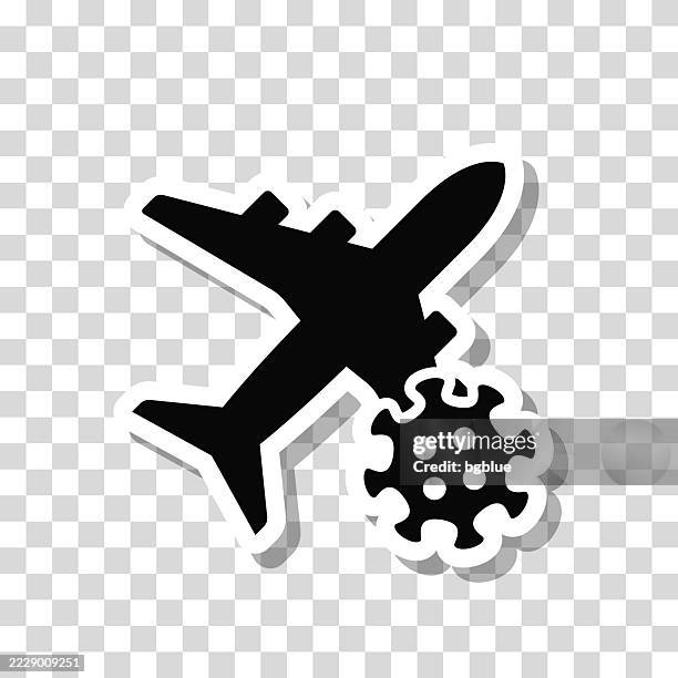 travel restriction coronavirus. icon sticker on blank background - bacteria classification stock illustrations