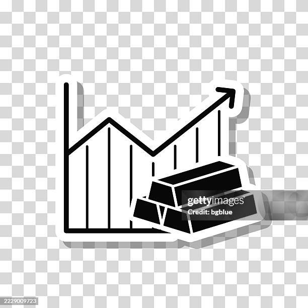 growing graph with gold bars. icon sticker on blank background - stacked bricks stock illustrations