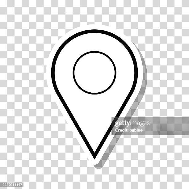 map pin. icon sticker on blank background - marker circle arrow stock illustrations