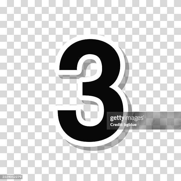 3 - number three. icon sticker on blank background - three levels stock illustrations