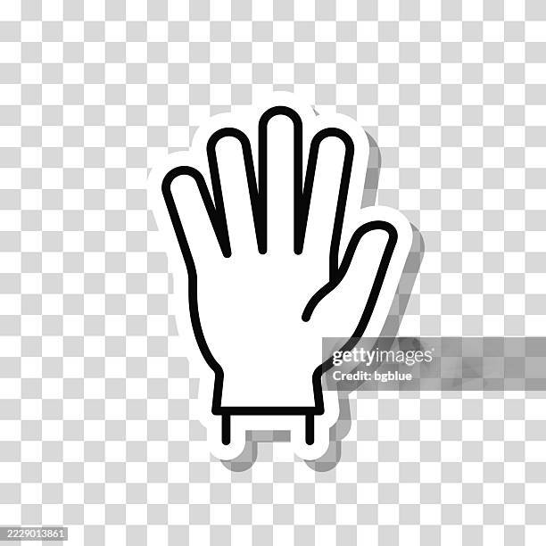 protective rubber glove. icon sticker on blank background - clear plastic gloves stock illustrations