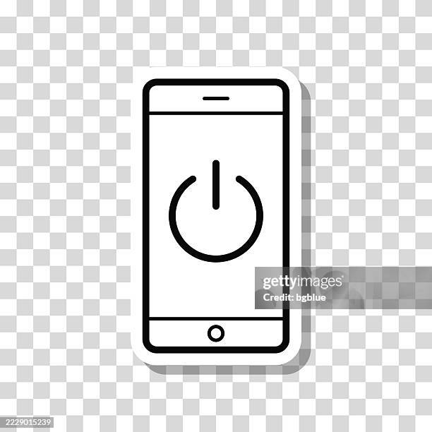 smartphone with power button. icon sticker on blank background - log out screen stock illustrations