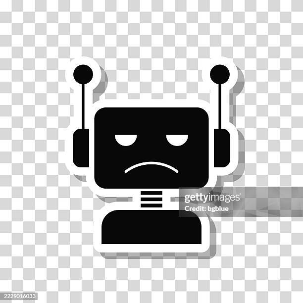 sad bot - robot head. icon sticker on blank background - android head 3d stock illustrations