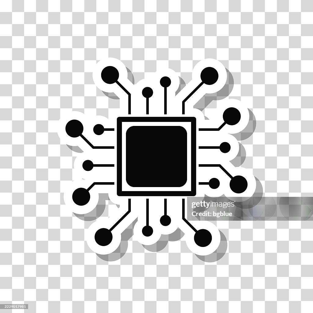 Processor. Icon sticker on blank background