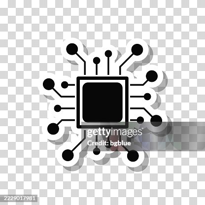 Processor. Icon sticker on blank background Processor. Icon sticker on blank background
