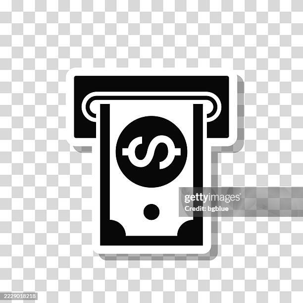 dollar withdrawal. icon sticker on blank background - automatic payment stock illustrations
