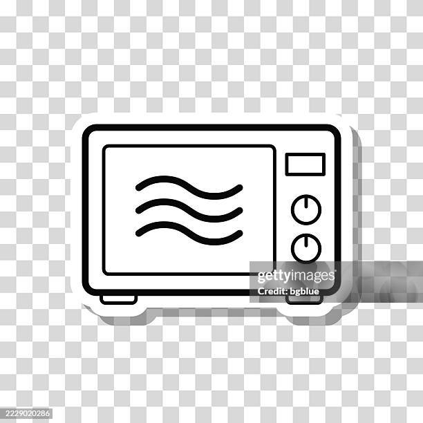 microwave oven. icon sticker on blank background - microwave button clip art stock illustrations