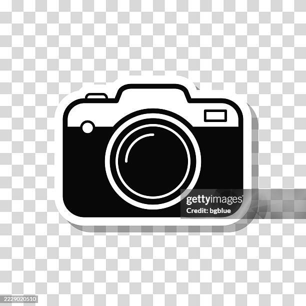 camera. icon sticker on blank background - camera shutter icon stock illustrations